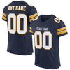 Maxcorners Custom Navy White-Gold Mesh Authentic Football Jersey LM2605