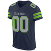 Maxcorners Custom Navy Light Gray-Neon Green Mesh Authentic Football Jersey LM2605