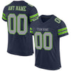 Maxcorners Custom Navy Light Gray-Neon Green Mesh Authentic Football Jersey LM2605