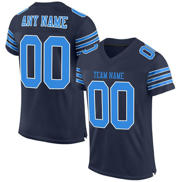 Maxcorners Custom Navy Powder Blue-White Mesh Authentic Football Jersey LM2605