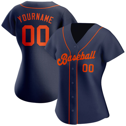 Maxcorners Custom Navy Orange Authentic Baseball Jersey LM2605