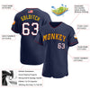 Maxcorners Custom Navy Red-White Premium American Flag Fashion Baseball Jersey LM0210