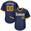 Maxcorners Custom Navy Gold-White Authentic Throwback Rib-Knit Baseball Jersey Shirt LM2605