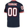 Maxcorners Custom Navy White-Red Mesh Authentic Throwback Football Jersey LM2605