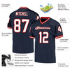 Maxcorners Custom Navy White-Red Mesh Authentic Throwback Football Jersey LM2605
