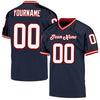 Maxcorners Custom Navy White-Red Mesh Authentic Throwback Football Jersey LM2605