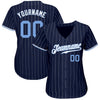 Maxcorners Custom Navy White Pinstripe Light Blue-White Authentic Baseball Jersey LM2605