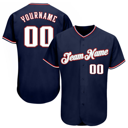 Maxcorners Custom Navy White-Red Authentic Baseball Jersey LM2605