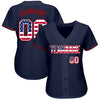 Maxcorners Custom Navy USA Flag-Red Authentic Baseball Jersey LM2605