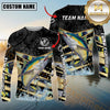 Maxcorners Fishing Black Gold Splash Dynamic Pattern Personalized Name, Team Name Long Sleeve Shirt (9 Breeds)