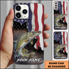 Maxcorners Fishing American Flag Patriotic Splash Personalized Name Phone Case (10 Fish Species)