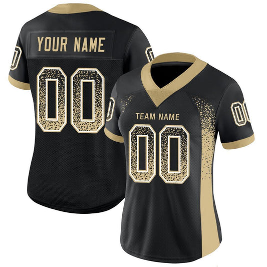 Maxcorners Custom Black Vegas Gold-White Drift Fashion Football Jersey LM2605