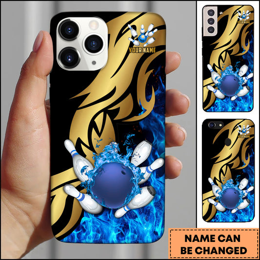 Maxcorners Bowling Ball Strike Flame Energy Multicolor Options Personalized Name 3D Phonecase