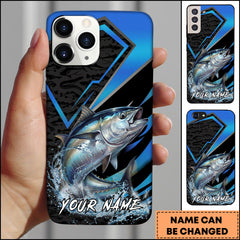 Maxcorners Tuna Fishing Electric Blue Arrow Pattern Splash Personalized Name Phone Case