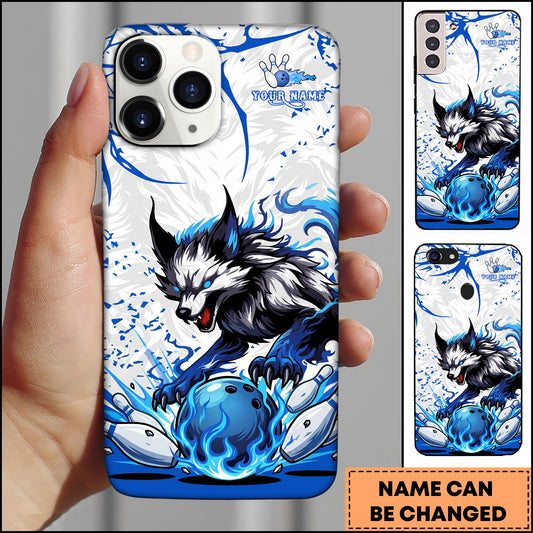 Maxcorners Wolf Bowling Strike Energy Flame Style Multicolor Options Personalized Name 3D Phonecase
