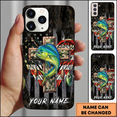 Maxcorners Mahi-Mahi Fishing Camo Cross Fishing Lure Art Personalized Name Phone Case