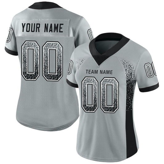 Maxcorners Custom Silver Black-White Drift Fashion Football Jersey LM2605