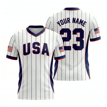 Maxcorners USA Pinstripe Soccer Jersey Custom Name & Number Football Shirt