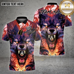 Maxcorners Billiards Shirt Flame Wolf 8 Ball Multioptions Personalized Name, Team Name Unisex 3D Shirt