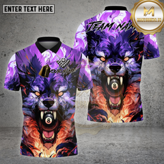 Maxcorners Billiards Shirt Flame Wolf 8 Ball Multioptions Personalized Name, Team Name Unisex 3D Shirt