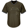 Maxcorners Custom Olive Camo-Black Authentic Throwback Rib-Knit Salute To Service Baseball Jersey Shirt LM2605