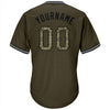 Maxcorners Custom Olive Camo-Black Authentic Throwback Rib-Knit Salute To Service Baseball Jersey Shirt LM2605