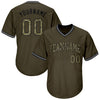 Maxcorners Custom Olive Camo-Black Authentic Throwback Rib-Knit Salute To Service Baseball Jersey Shirt LM2605