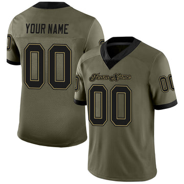 Maxcorners Custom Olive Black-Old Gold Mesh Salute To Service Football Jersey LM2605