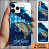 Maxcorners Fishing Blue Ocean Compass Star Pop Art Personalized Name Phone Case (10 Fish Species)