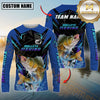 Maxcorners Freshwater Fish Fishing Neon Sport Jersey Style Personalized Name, Team Name Long Sleeve Shirt (6 Breeds)