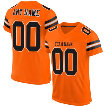 Maxcorners Custom Orange Black-White Mesh Authentic Football Jersey LM2605