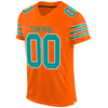 Maxcorners Custom Orange Aqua-White Mesh Authentic Football Jersey LM2605