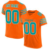 Maxcorners Custom Orange Aqua-White Mesh Authentic Football Jersey LM2605