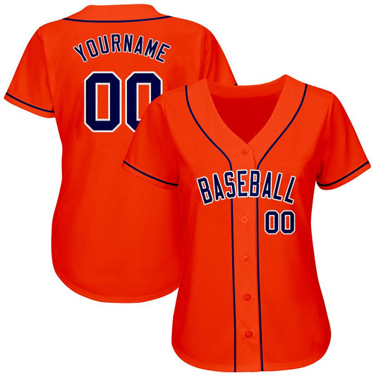 Maxcorners Custom Orange Navy-White Authentic Baseball Jersey LM2605