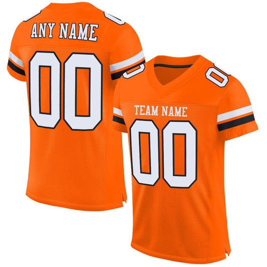Maxcorners Custom Orange White-Black Mesh Authentic Football Jersey LM2605