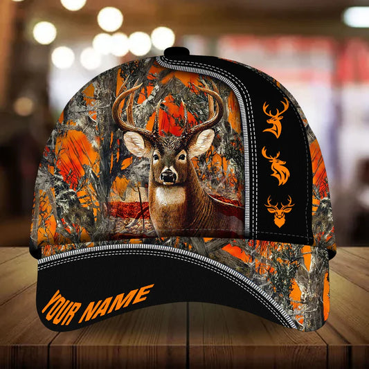 Maxcorners The Best Deer Hunting Leather Personalized Hats 3D Multicolored