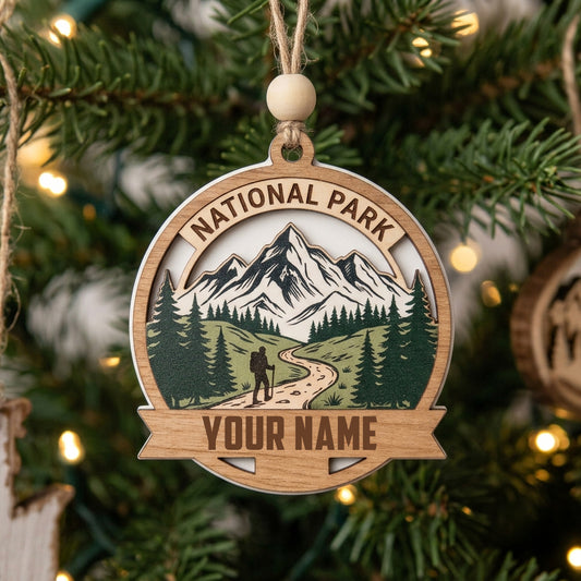 Maxcorners National Park Hiking Customized Name 3D Keychain And Ornament