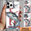 Maxcorners Fishing Patriotic Paint Splash Water Effect Personalized Name Phone Case (10 Fish Species)