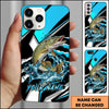 Maxcorners Fishing Blue Black Geometric Lightning Splash Personalized Name Phone Case (10 Fish Species)