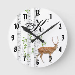 Maxcorners Personalized Wall Clock Deer Doe Buck Forest Woodl TU3012