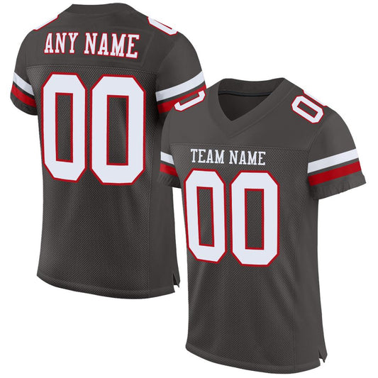 Maxcorners Custom Pewter White-Red Mesh Authentic Football Jersey LM2605