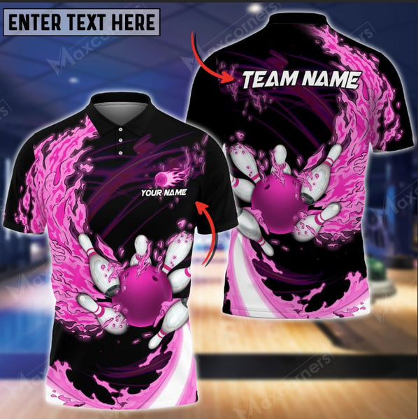 Maxcorners Breath Of Fire Bowling And Pins 2.0 Customized Name 3D Shirt