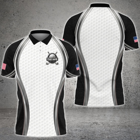 Maxcorners Iron Patriot Claw 3D Golf Personalized Name Polo Shirts