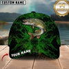 Maxcorners Fishing Black Neon Green Splash Customized Name 3D Cap