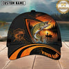 Maxcorners Fishing Black Orange Sunset Customized Name 3D Cap