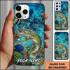Maxcorners Fishing Vibrant Aqua Coral Reef Customized Name 3D Cap
