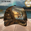 Maxcorners Fishing Rustic Brown Camo Sunset Lake Customized Name 3D Cap