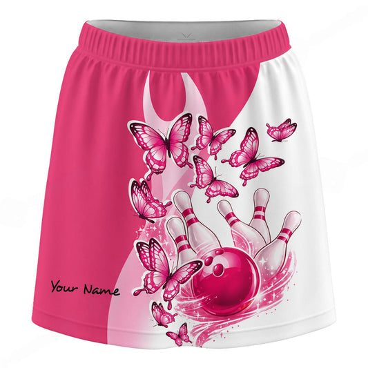 Maxcorners Customized Bowling Trouser Skirts With Shorts Underneath, Bowling Butterflies Trail Vector With Pockets