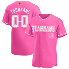 Maxcorners Custom Pink White-Light Blue Premium American Flag Fashion Baseball Jersey LM0210