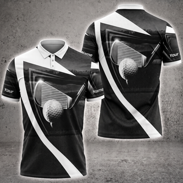 Maxcorners Black Vibe 3D Golf Personalized Name Polo